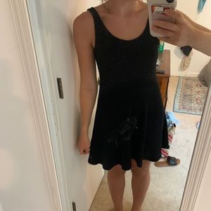 Black Scoop Neck Skater Style Dress